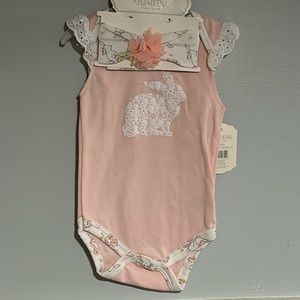 Kyle & Deena Easter Bunny Pink Bodysuit and Headband Size 6-9M
